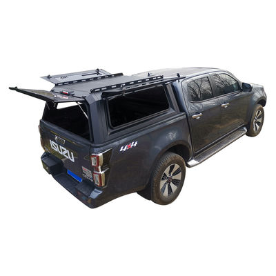 Toyota Tundra Pickup preto cobertura de cama com montagem do tronco e construção de alumínio