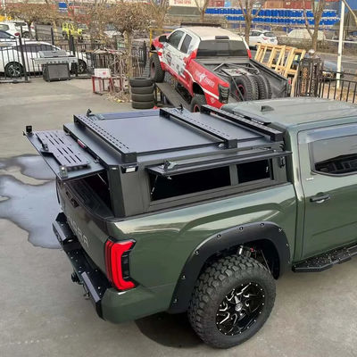 Toyota Tundra Pickup preto cobertura de cama com montagem do tronco e construção de alumínio