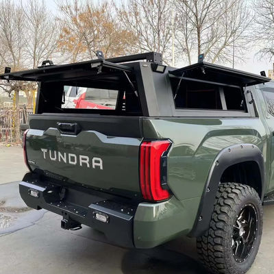 Toyota Tundra Pickup preto cobertura de cama com montagem do tronco e construção de alumínio