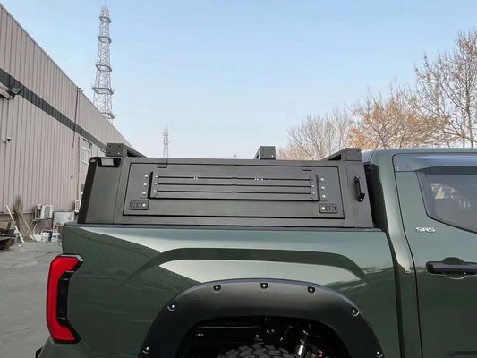 Toyota Tundra Pickup preto cobertura de cama com montagem do tronco e construção de alumínio