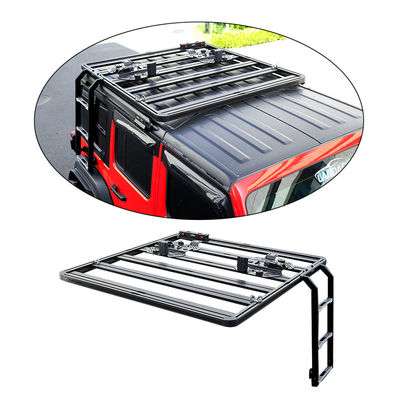 Acessórios universais 4x4 Offroad Jeep Wrangler JL Roof Rack Montado Escada lateral