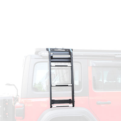 2018- WranglerJK WranglerJL CNC Machined Black Folding Side Ladder para Jeep Rubicon
