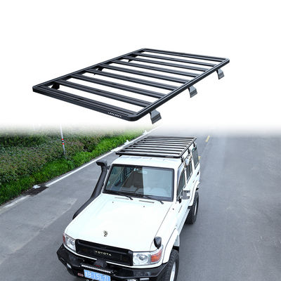 Off Road Land Cruiser LC76 Série 4x4 Roof Rack Mount em preto AL6063 SS304 para Toyota