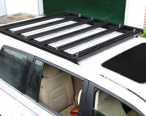 1500*1380*44mm Peças de veículo pretas Plataforma de suportes de telhado de alumínio suportes de telhado de carro para Toyota LC200 Curto