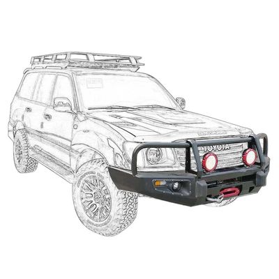Melhore a aparência e o desempenho do seu Toyota LC100 com este pára-choques frontal 4x4 Bull Bar