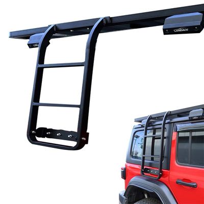 Escada lateral de aço inoxidável preto elegante e funcional para Jeep WranglerJL Roof Rack