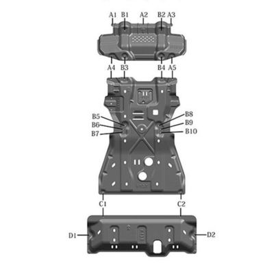 2.5mm Alumínio de liga sob Proteção do Veículo Placa de proteção do motor para Toyota Fortuner