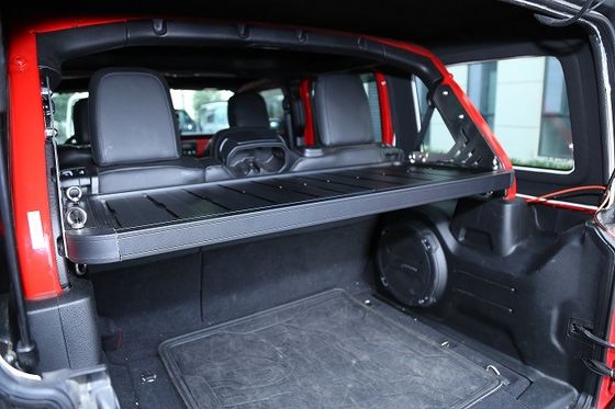 Instalação fácil Equipa de carga traseira para Jeep Wrangler 4 portas com prateleira de armazenamento em hardtop